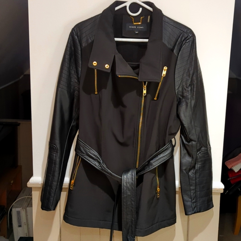 Black rivet mixed media jacket